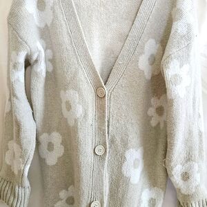 Floral Patterned Cream Sweater